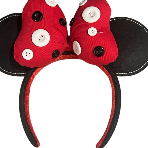 Disney Button Red and Black Mouse Ears Headband - Picture 6 of 11